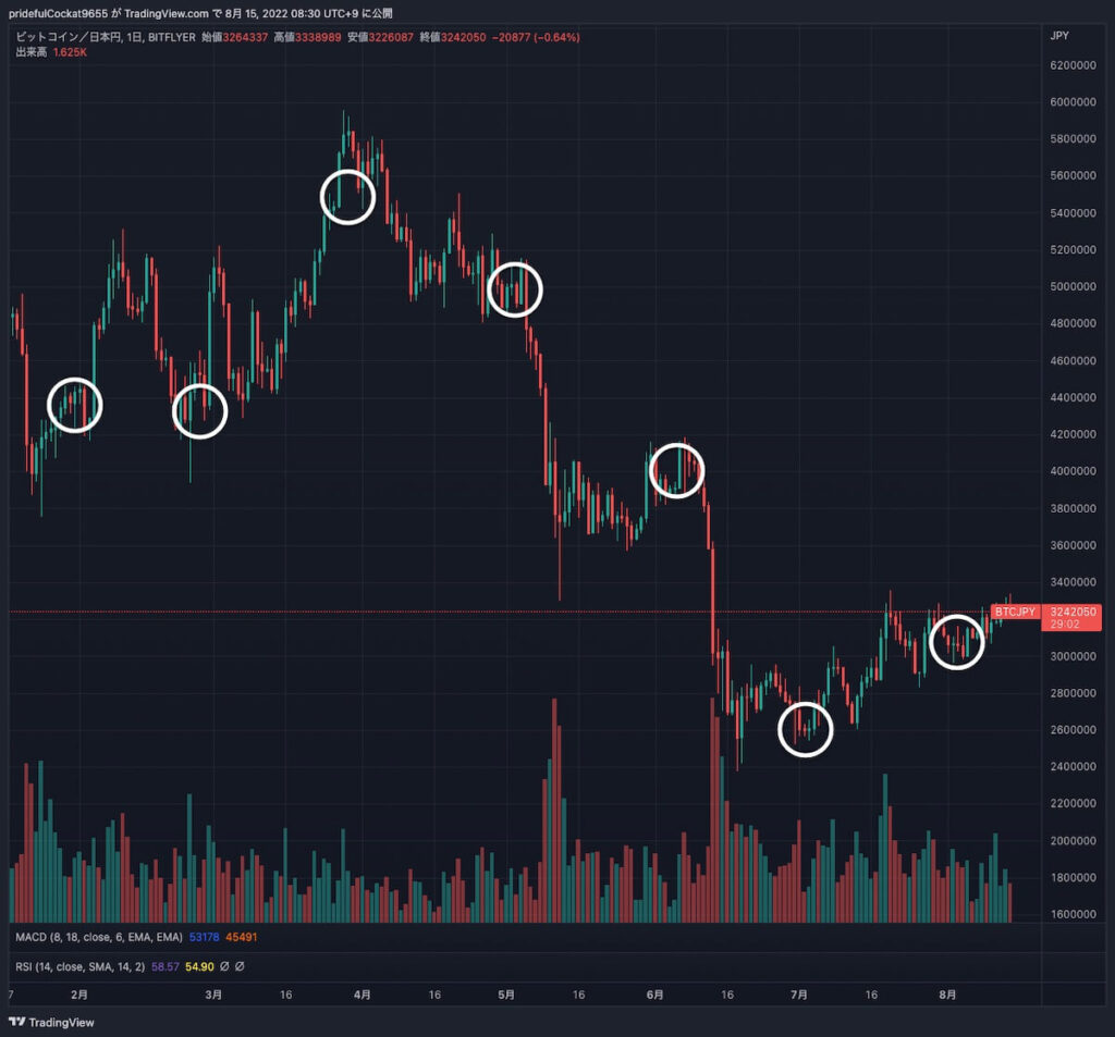 ビットコインのチャート　引用：TradingView